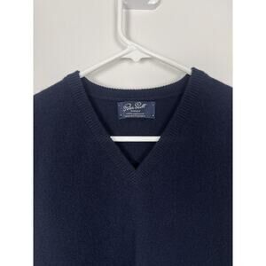 Peter Scott Sweater Vest Mens Size 44 Navy Blue 100% Lambswool V Neck Scotland